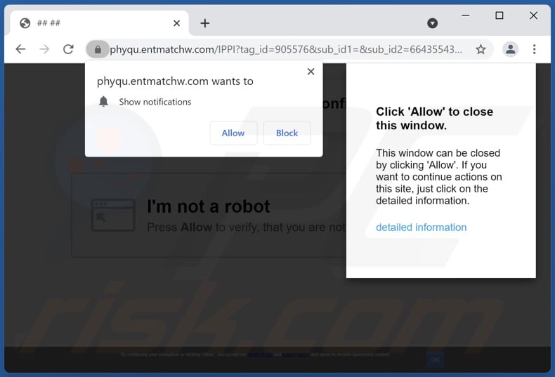 entmatchw[.]com pop-up redirects