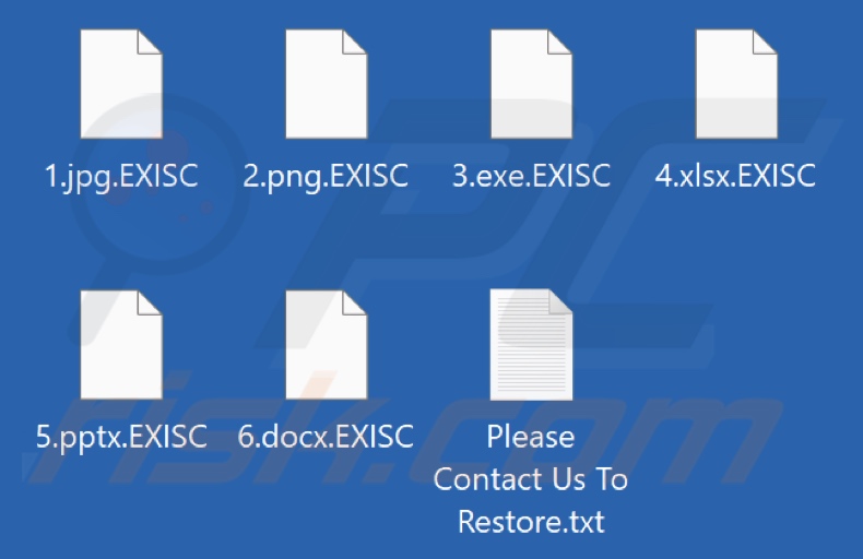 Files encrypted by EXISC ransomware (.EXISC extension)