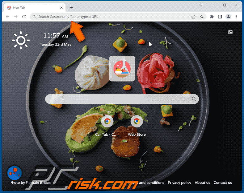 Gastronomy Tab browser hijacker find.hsrcnav.com shows bing results