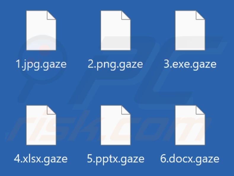 Files encrypted by Gaze ransomware (.gaze extension)