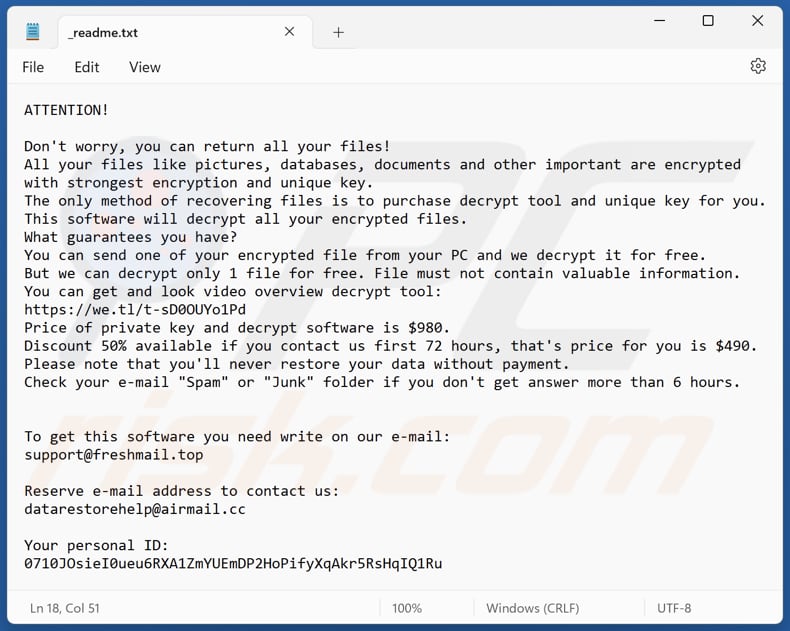 Gaze ransomware text file (_readme.txt)