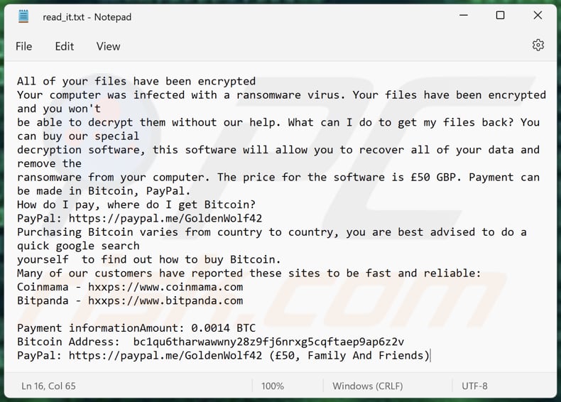 GoldenWolf42 ransomware text file (read_it.txt)