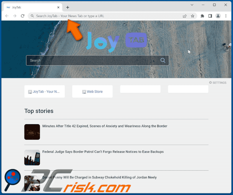 JoyTab - Your News Tab browser hijacker find.csrcnav.com redirects to bing.com
