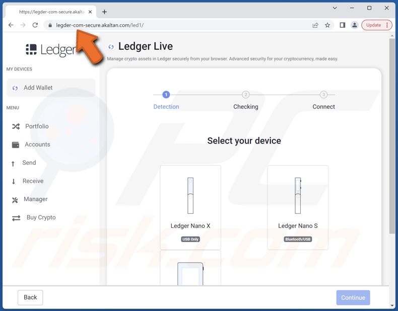 Ledger Wallet Has Been Suspended Due To Suspicious Activity scam email promoted phishing site