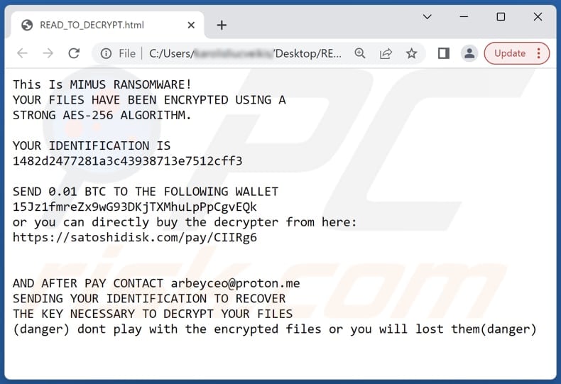 MIMUS ransomware text file (READ_TO_DECRYPT.html)