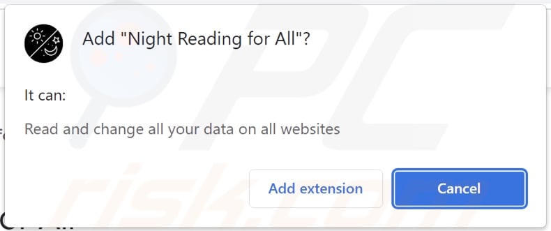 Night Reading for All adware asking for permissions