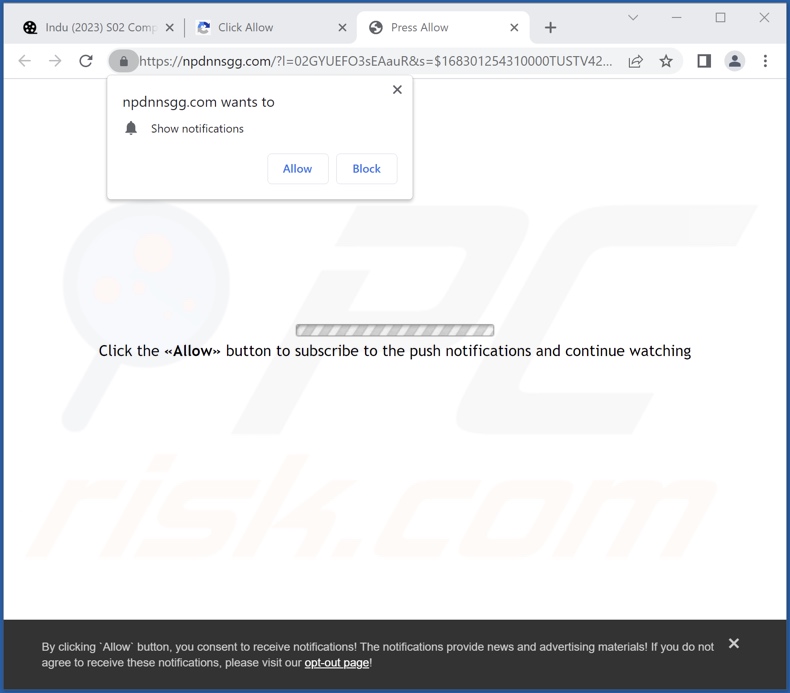 npdnnsgg[.]com pop-up redirects