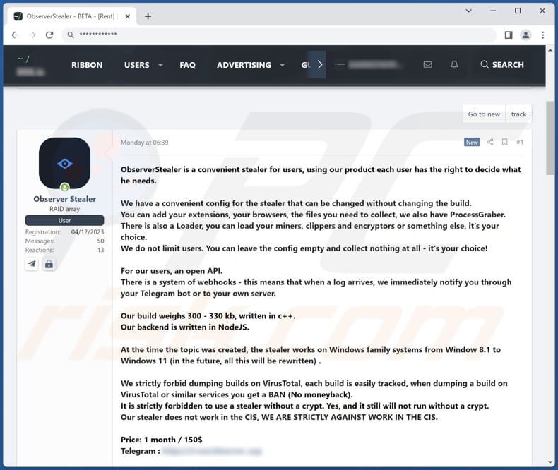 ObserverStealer malware