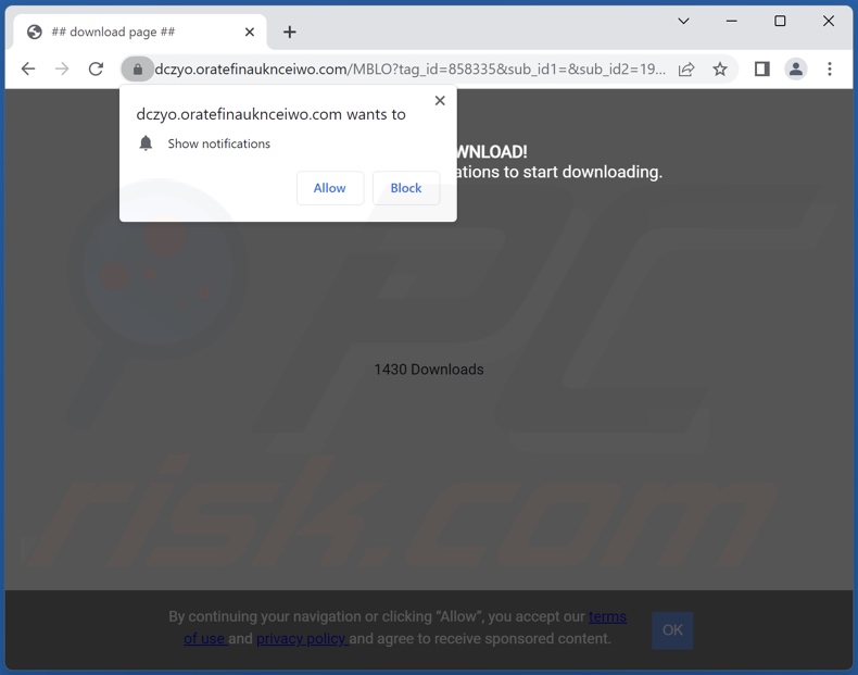 oratefinauknceiwo[.]com pop-up redirects