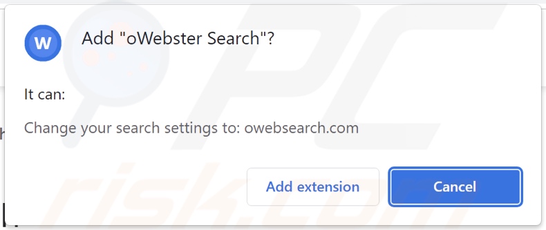 oWebster Search browser hijacker asking permissions