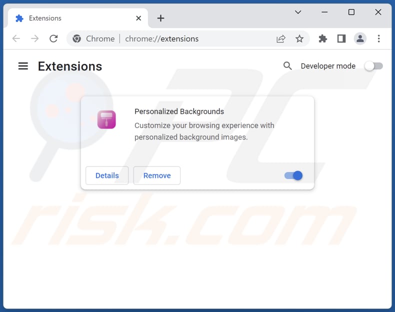 Removing goog.personalizedbackground.com related Google Chrome extensions