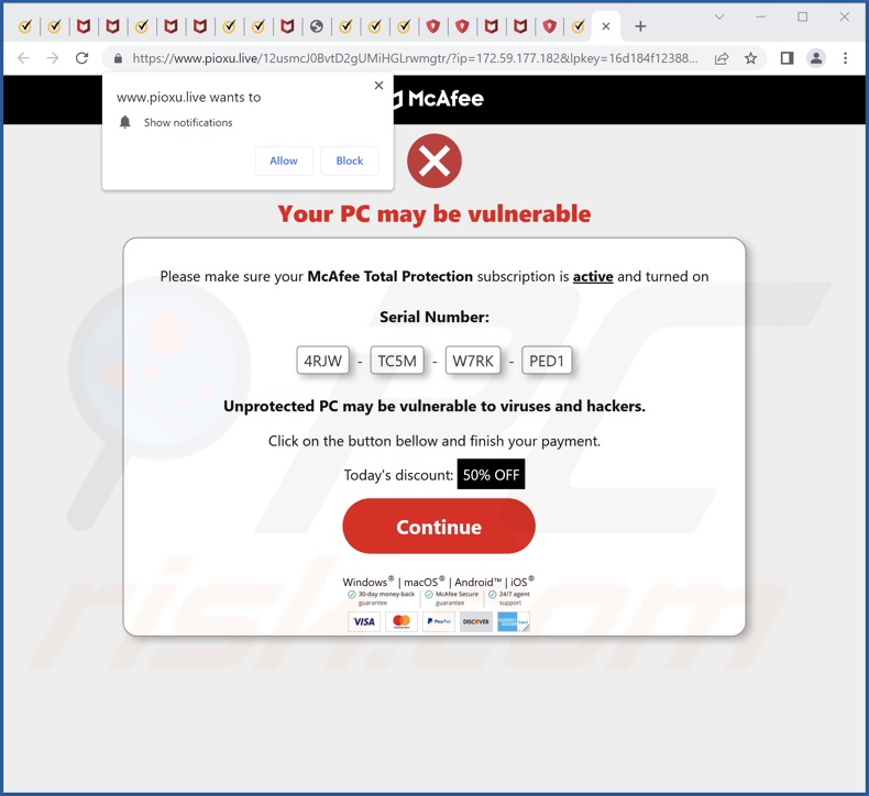 pioxu[.]live pop-up redirects