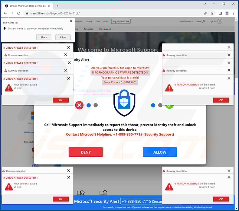 Pornographic Spyware Alert pop-up scam (2023-05-11)