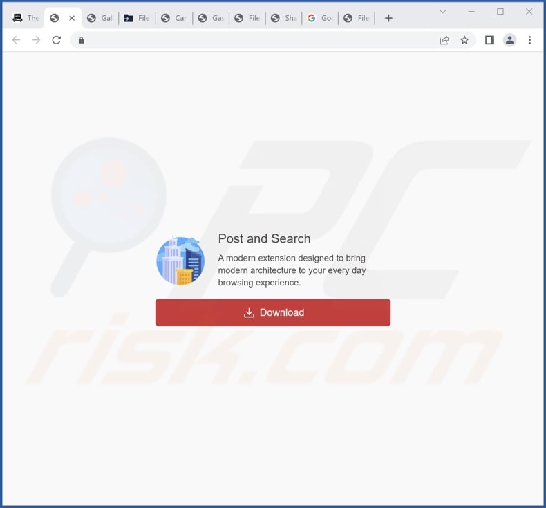 Website used to promote Post and Search browser hijacker