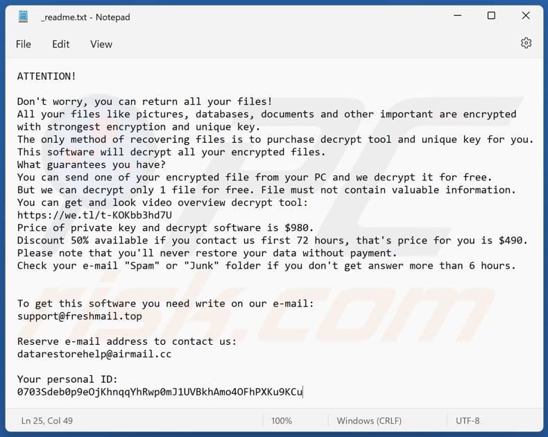Qore ransomware text file (_readme.txt)
