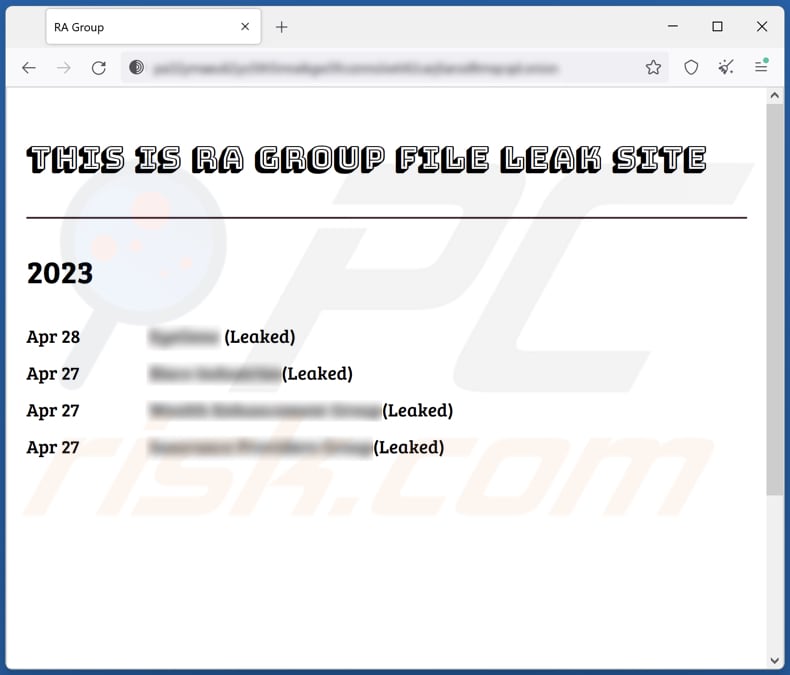 RA Group data leaking website