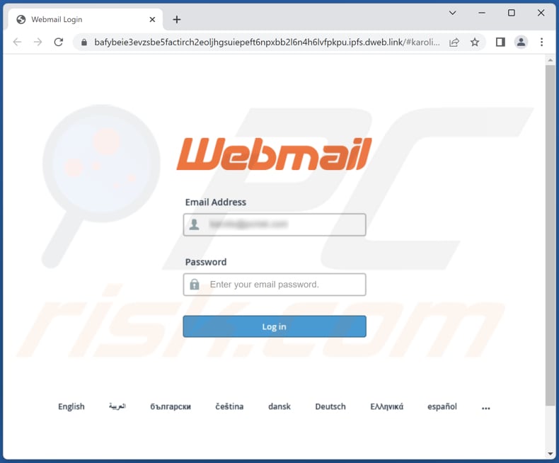 Samples of product email scam phishing page