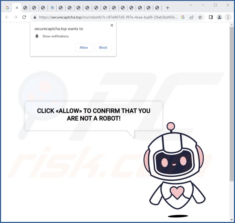 securecaptcha[.]top pop-up redirects