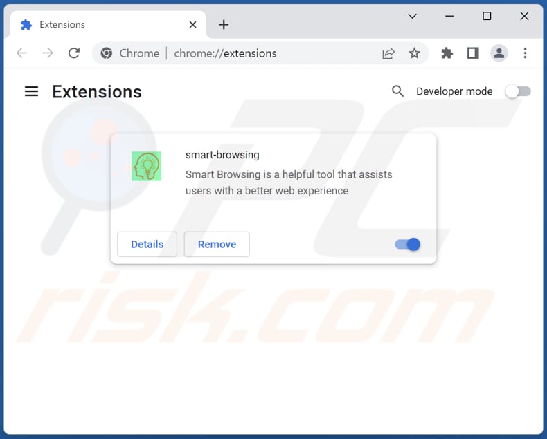 Removing Smart-browsing ads from Google Chrome step 2