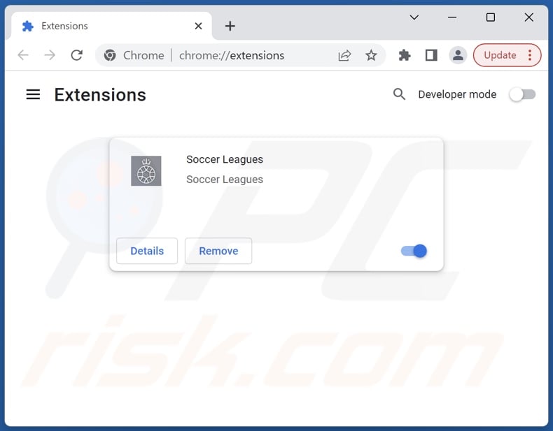 Removing Soccer Leagues related Google Chrome extensions
