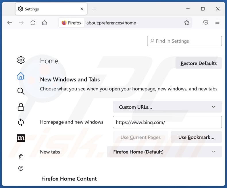 Changing Mozilla Firefox homepage