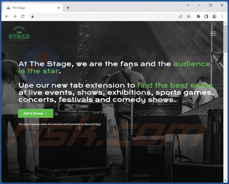 Website used to promote The Stage browser hijacker