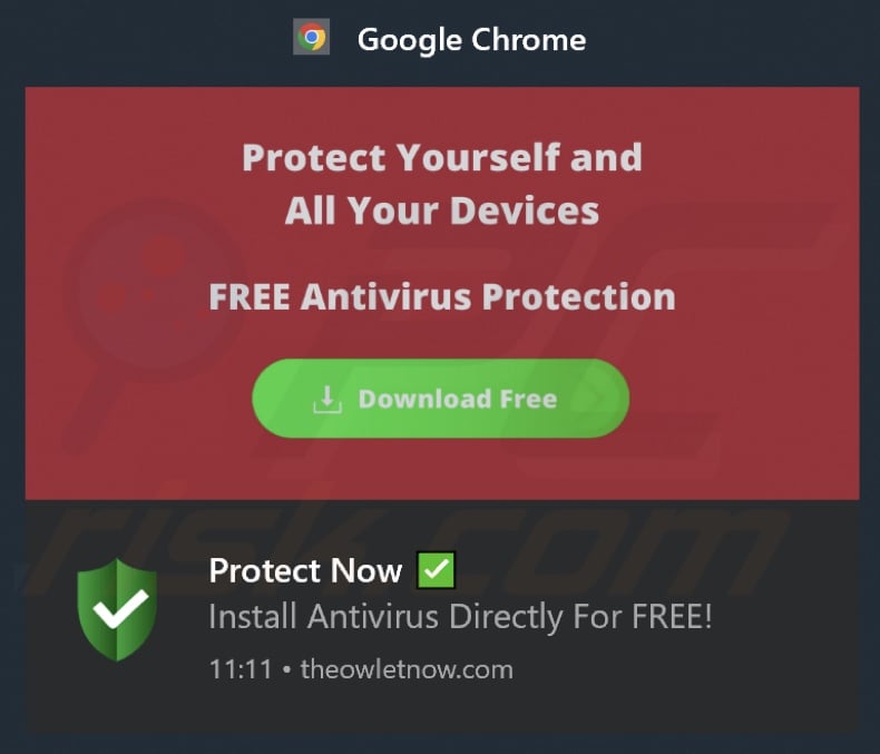 Advert delivered by theowletnow[.]com page