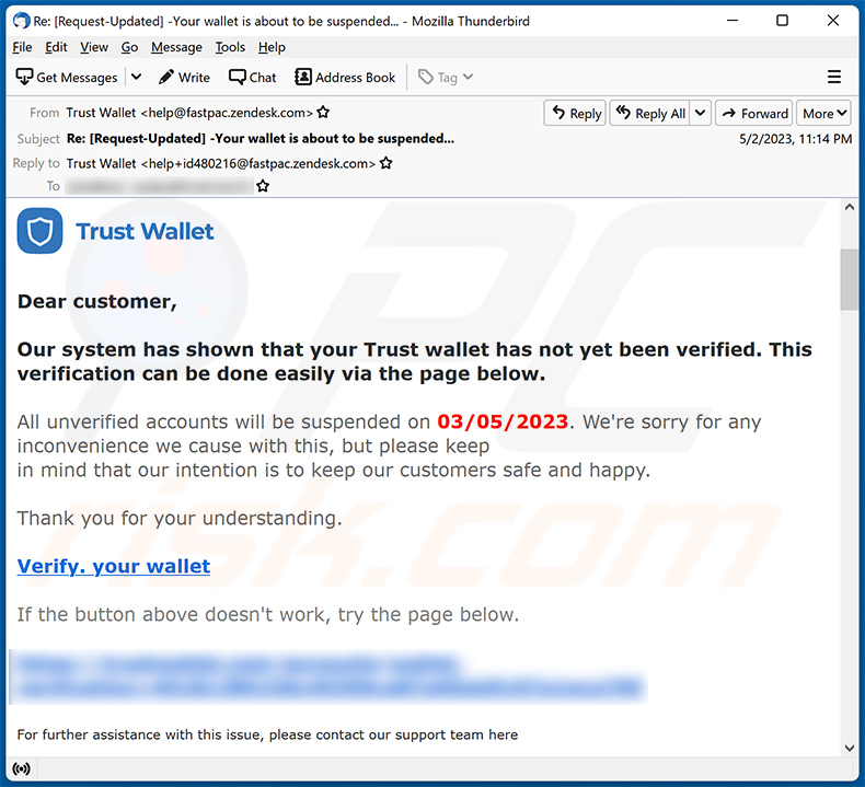 Trust Wallet email scam (2023-05-03)