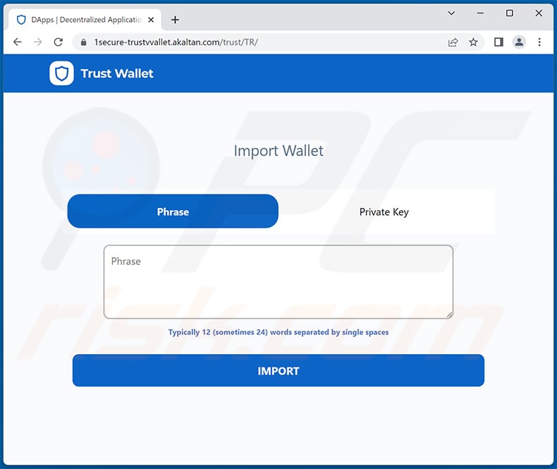 Phishing site promoted via Trust Wallet scam email (2023-05-03)