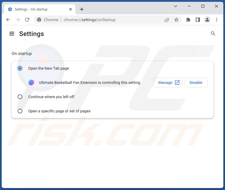 Removing search.basketball-fan.com from Google Chrome homepage