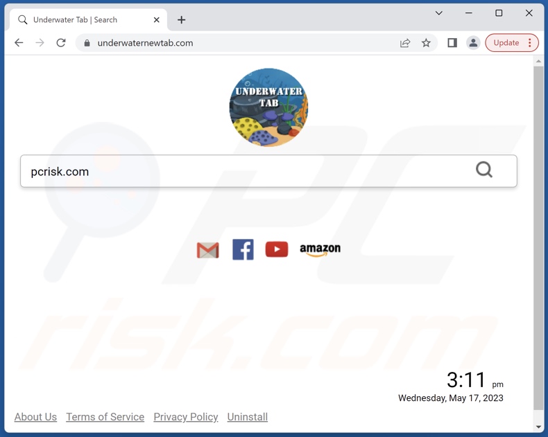 underwaternewtab.com browser hijacker