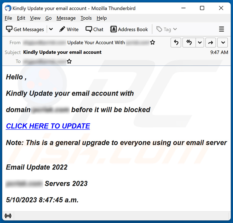 Update Your Email Account scam (2023-05-10)