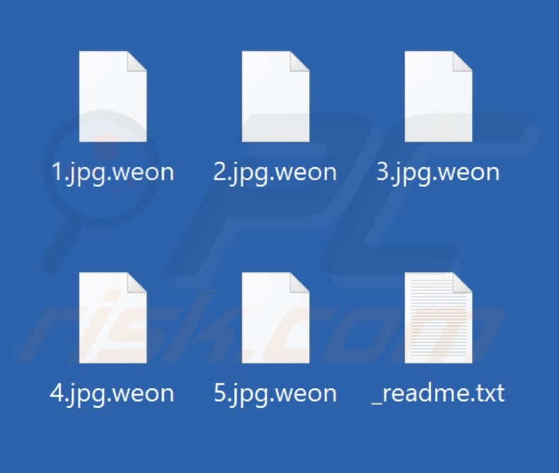 Files encrypted by Weon ransomware (.weon extension)