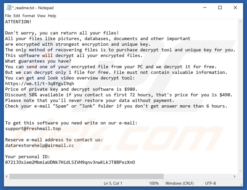 Weon ransomware text file (_readme.txt)