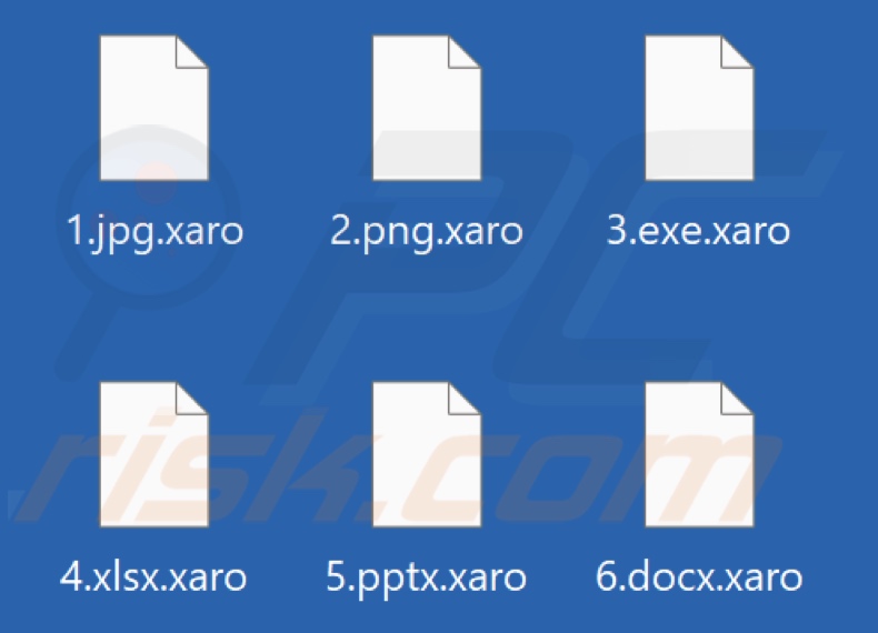 Files encrypted by Xaro ransomware (.xaro extension)