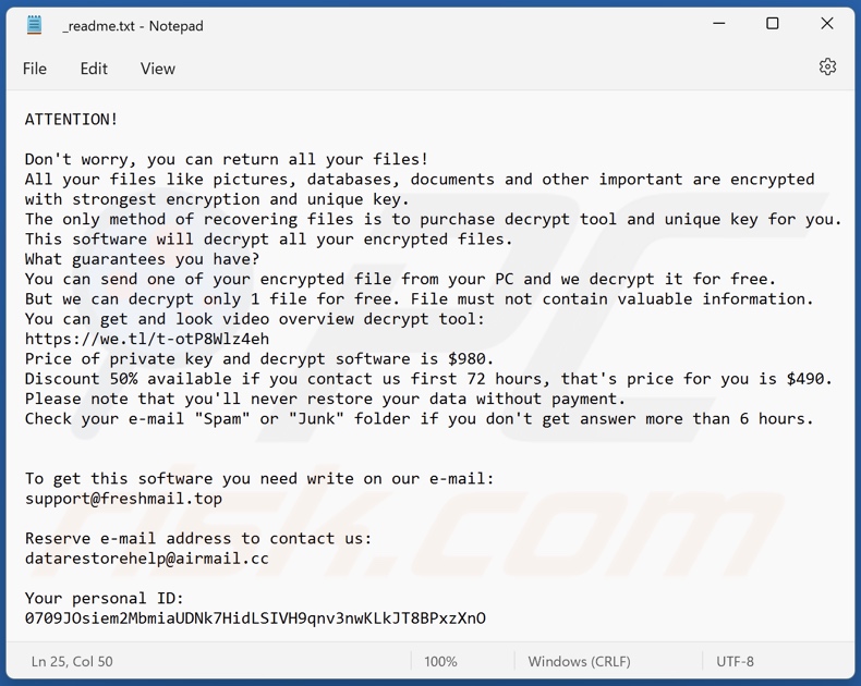 Xaro ransomware text file (_readme.txt)