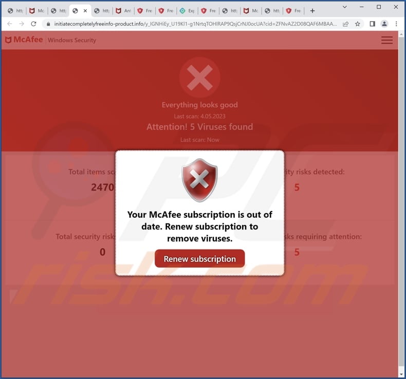 Your McAfee Subscription Is Out Of Date scam