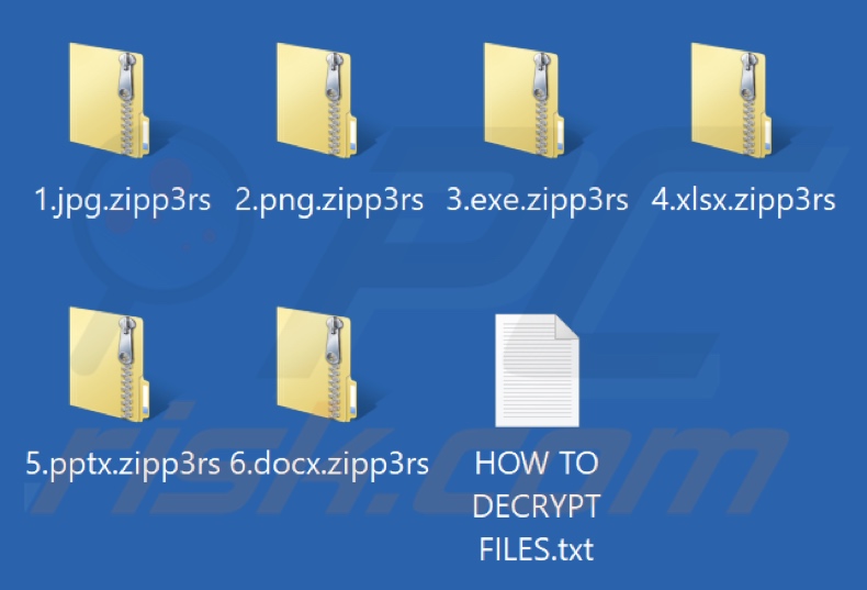 Files encrypted by Zipp3rs ransomware (.zipp3rs extension)