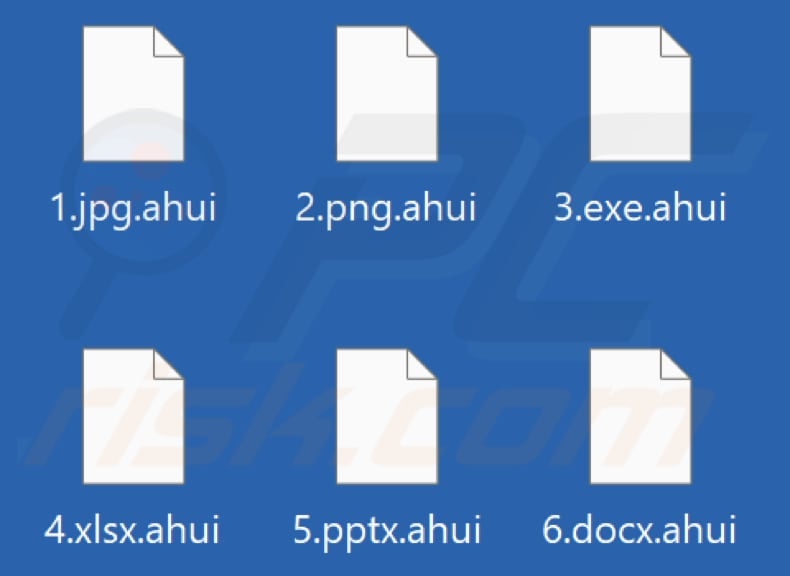 Files encrypted by Ahui ransomware (.ahui extension)