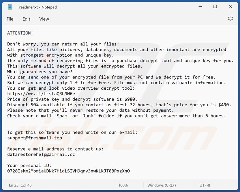 Ahui ransomware text file (_readme.txt)