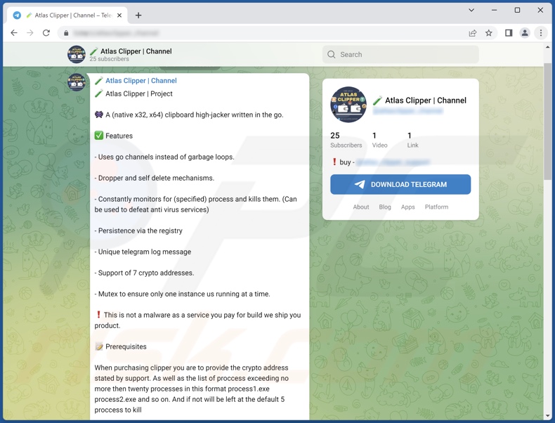 Atlas clipper malware promoted online