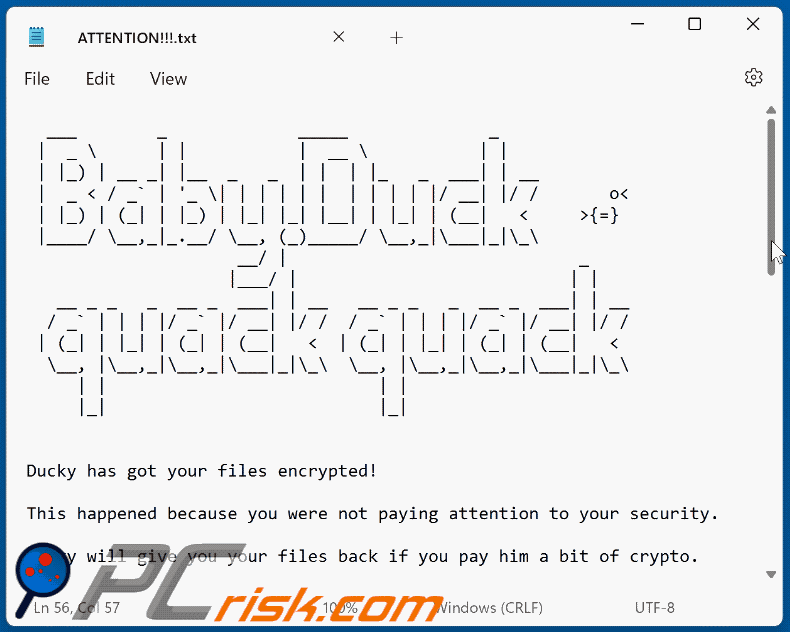 BabyDuck ransomware ransom note (ATTENTION!!!.txt) GIF