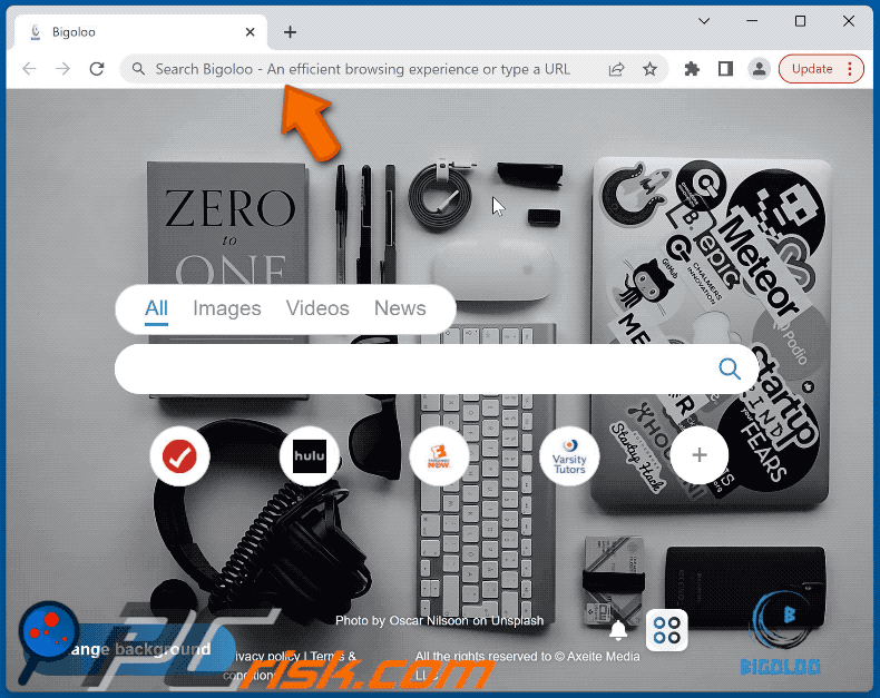 Bigoloo browser hijacker search.bigoloo.com redirects to bing.com