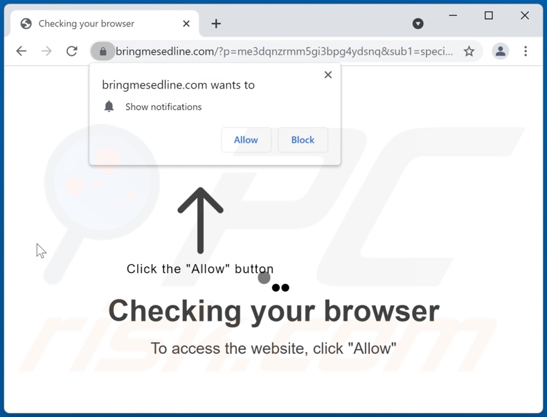 bringmesedline[.]com pop-up redirects