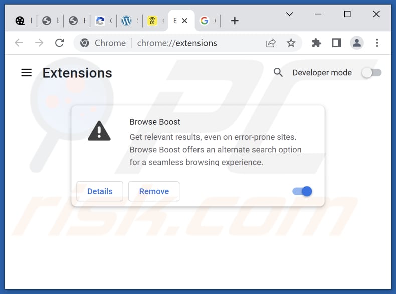 Removing Browse Boost adware from Google Chrome step 2