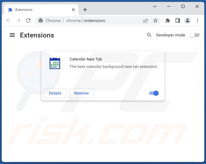 Removing calendarnewtab.com related Google Chrome extensions