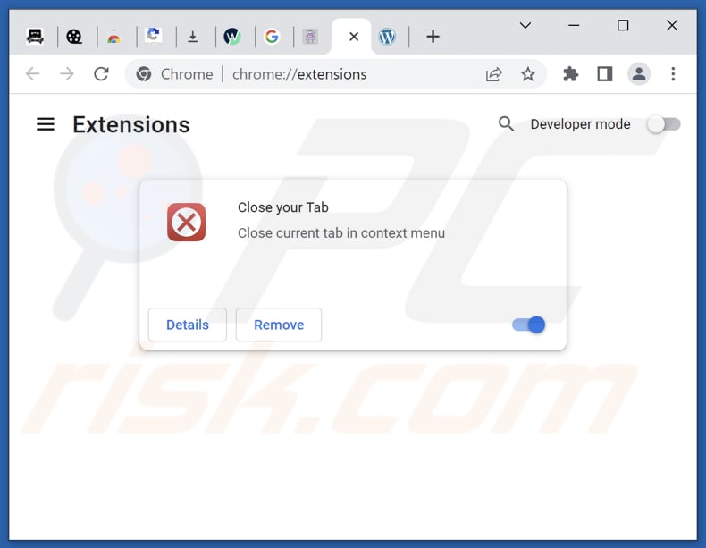 Removing Close your Tab adware from Google Chrome step 2