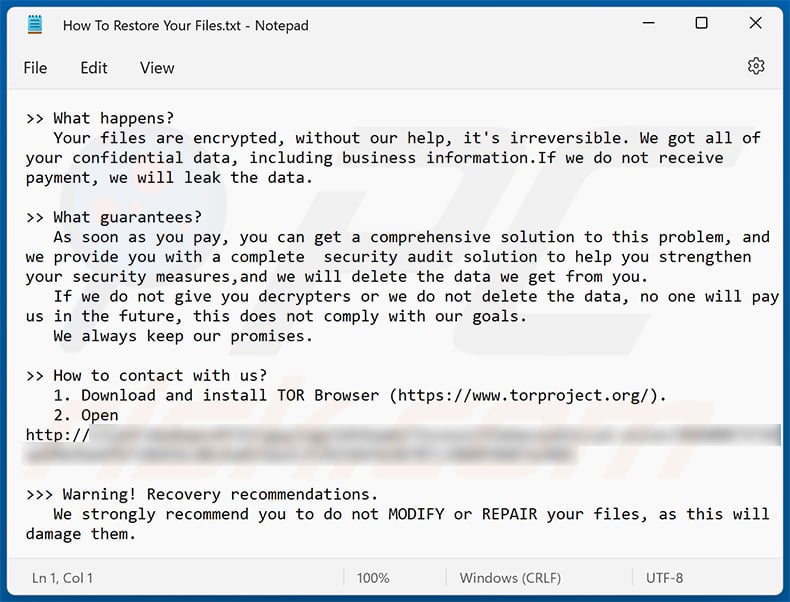 CYCLOPS ransomware note (How To Restore Your Files.txt)
