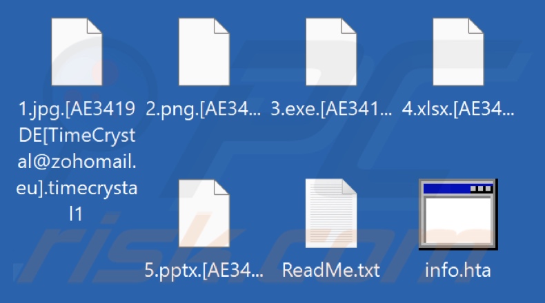 Files encrypted by DARKKUR ransomware (.timecrystal1 extension)