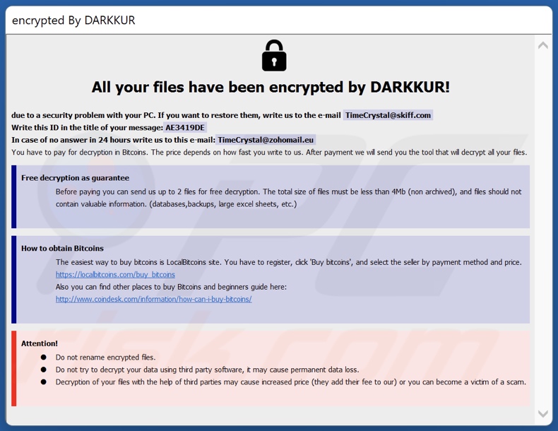 DARKKUR ransomware ransom note (info.hta)